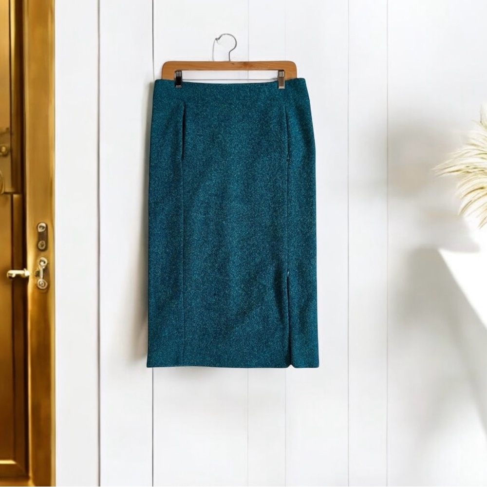JOE FRESH TEAL WOOL MOHAIR BLEND PENCIL SKIRT SIZE 0